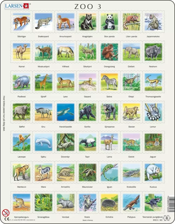 Puslespill - Zoo Puzzle 3 - Zoo3