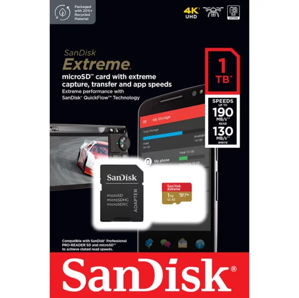 Sandisk MicroSDXC Extreme 1TB Adapter 190MB/s A2 C10 V30